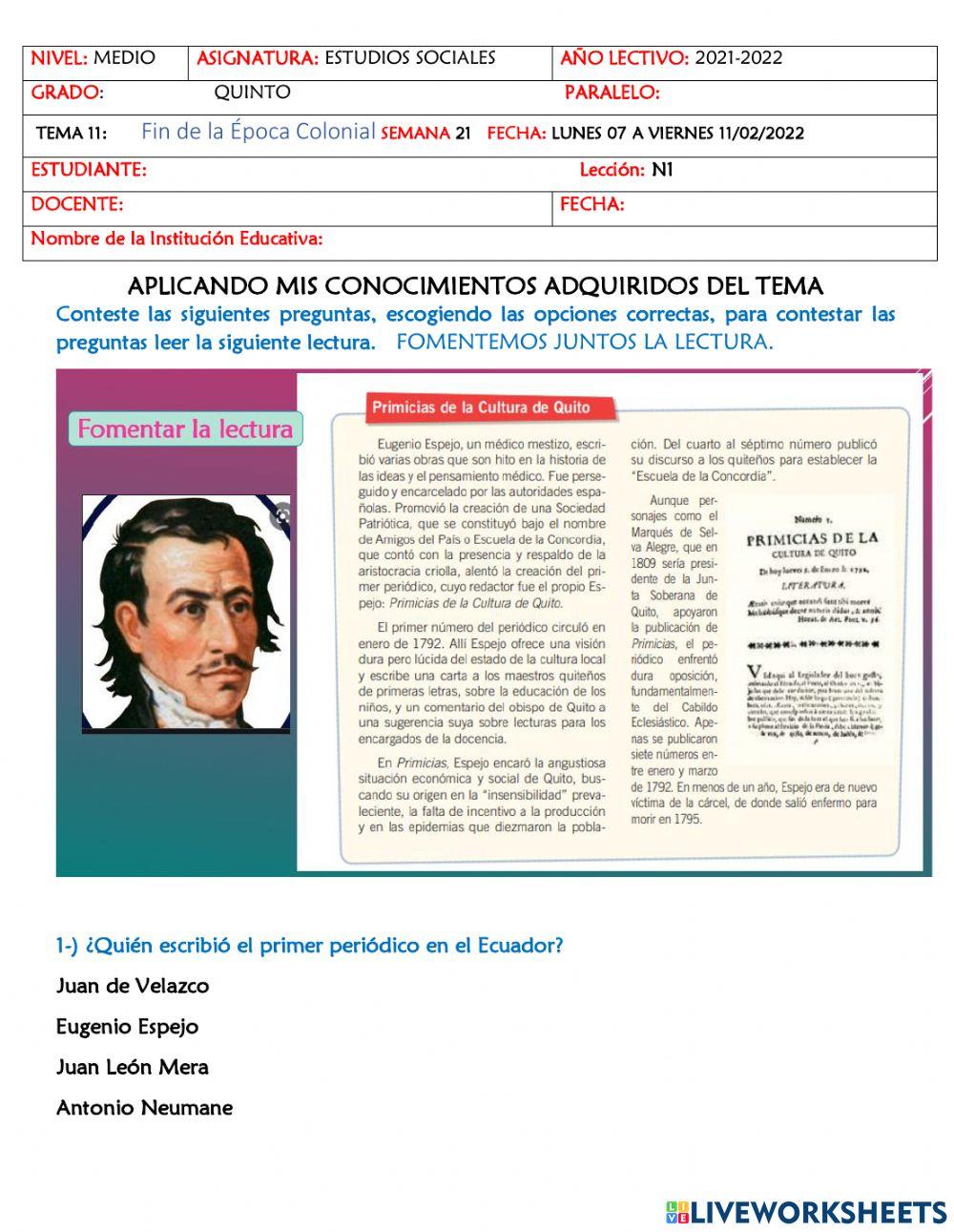 Fin de la Época Colonial