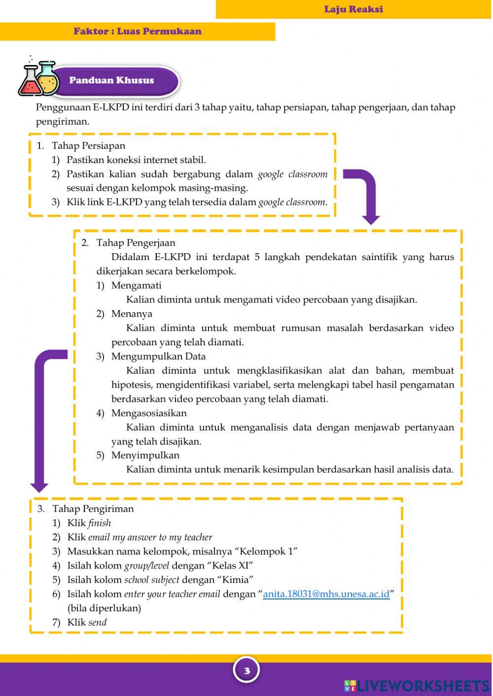 E-LKPD Laju Reaksi (Faktor Luas Permukaan)