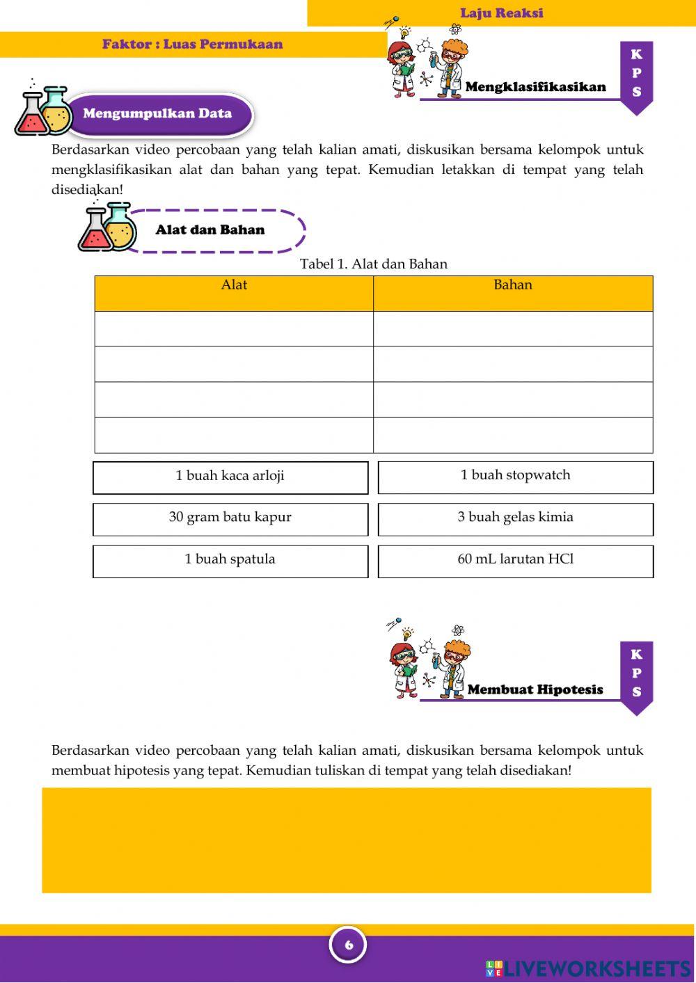 E-LKPD Laju Reaksi (Faktor Luas Permukaan)