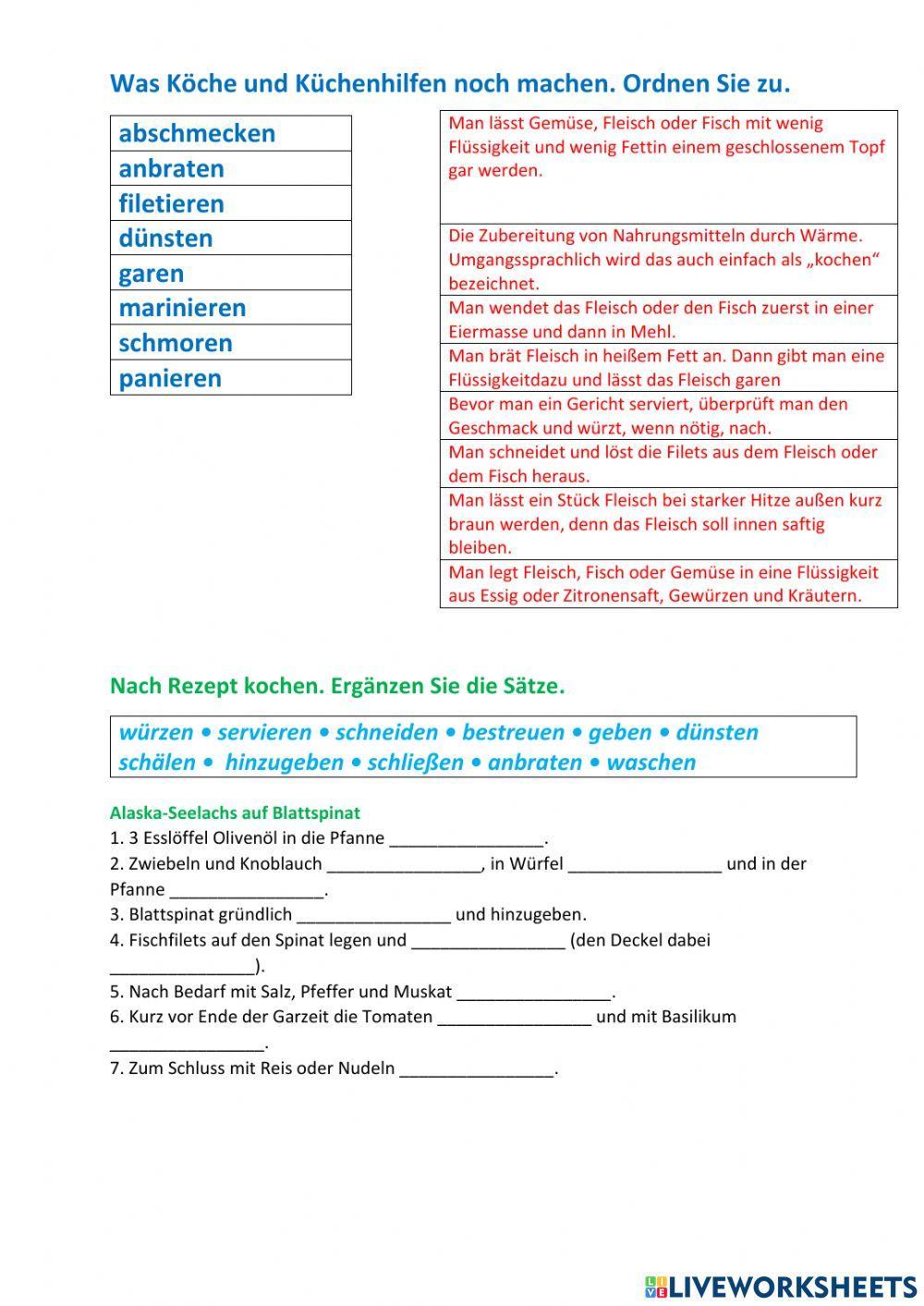 Verben zum Thema -Kochen-