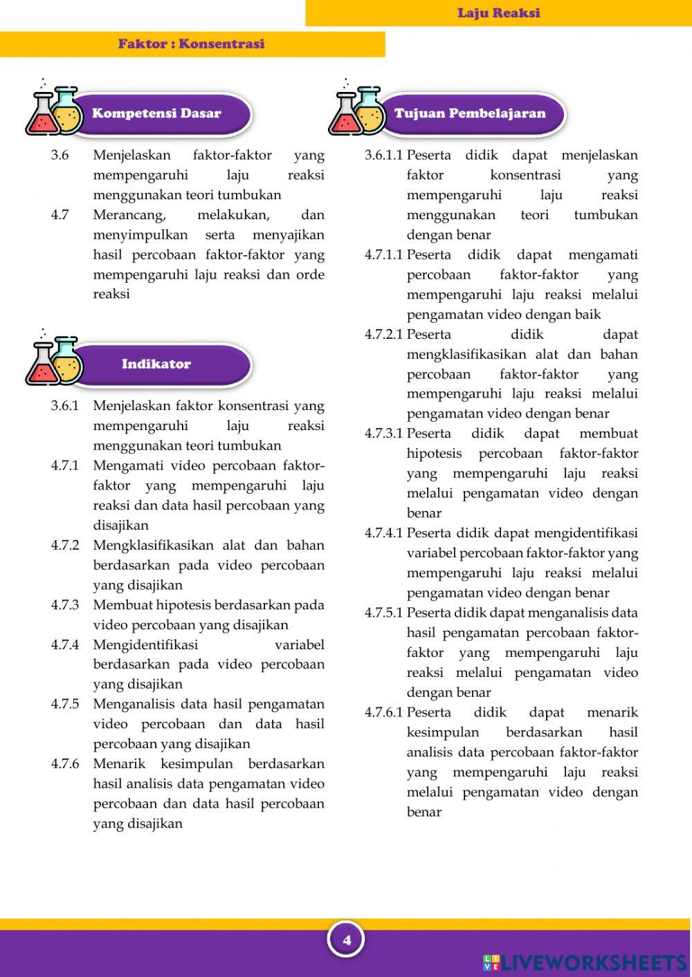 E-LKPD Laju Reaksi (Faktor Konsentrasi)