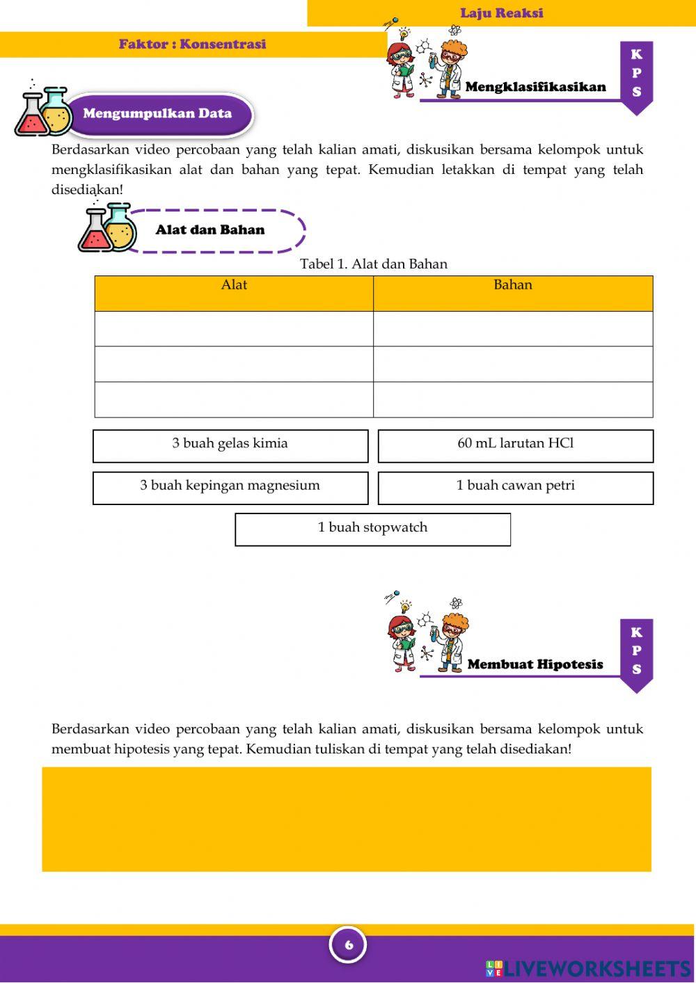 E-LKPD Laju Reaksi (Faktor Konsentrasi)