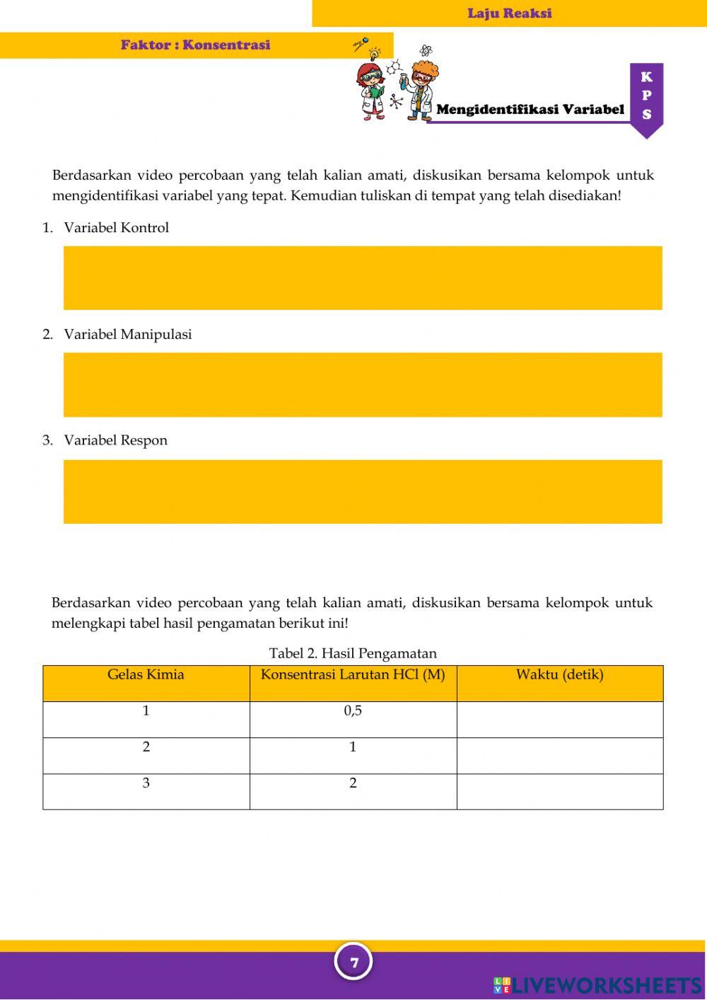 E-LKPD Laju Reaksi (Faktor Konsentrasi)