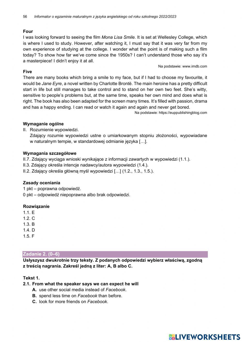 Matura 2023 worksheet | Live Worksheets