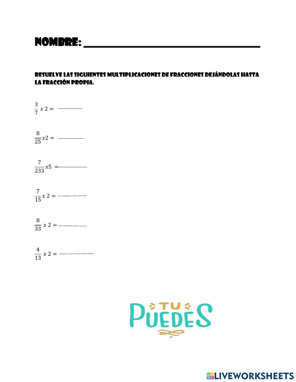Multiplicación de fracciones