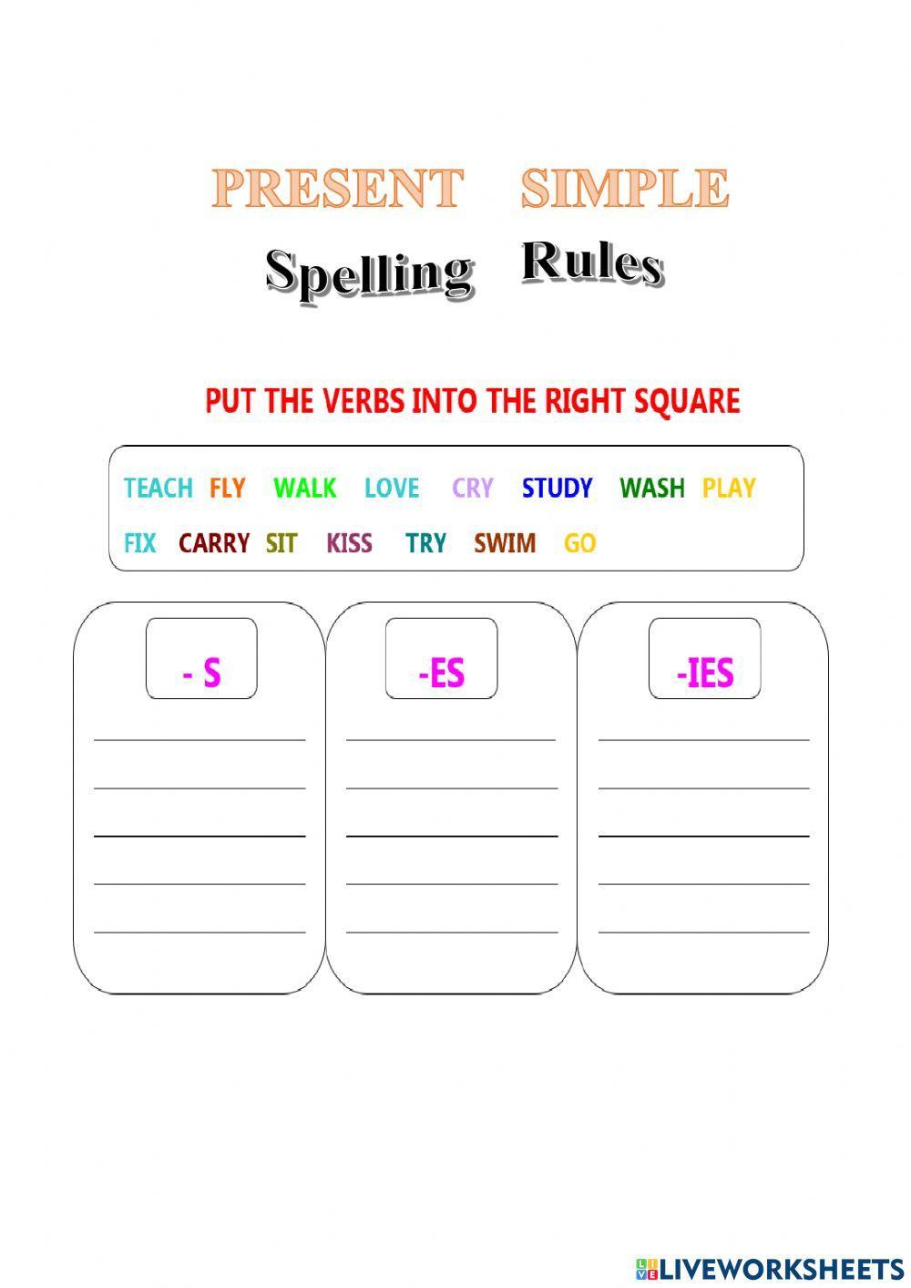 Spelling rules-exercises