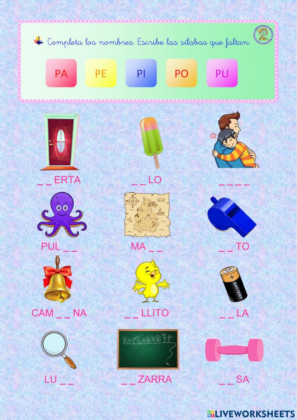 Sílabas PA - PE - PI - PO - PU