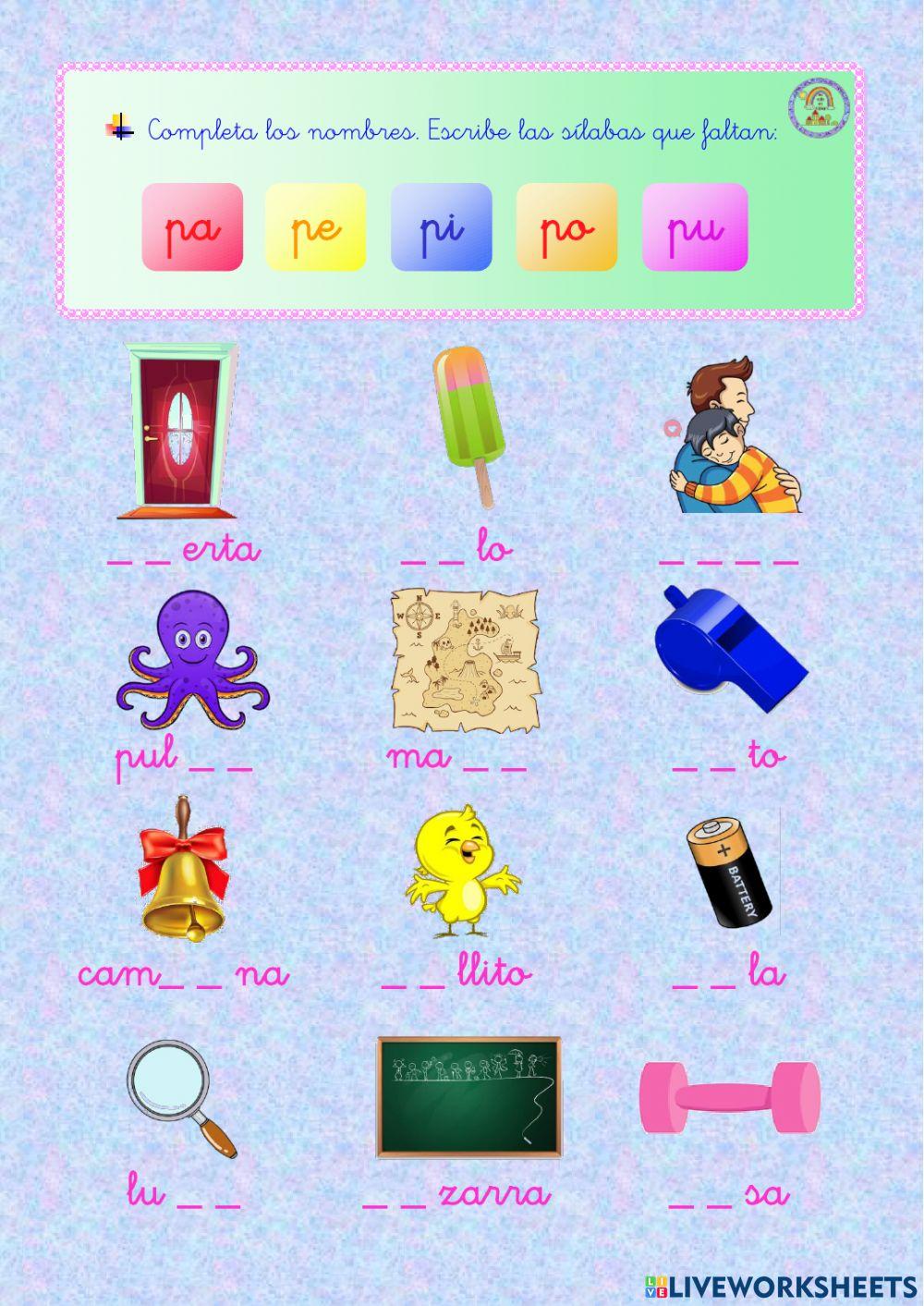 Sílabas pa - pe - pi - po - pu