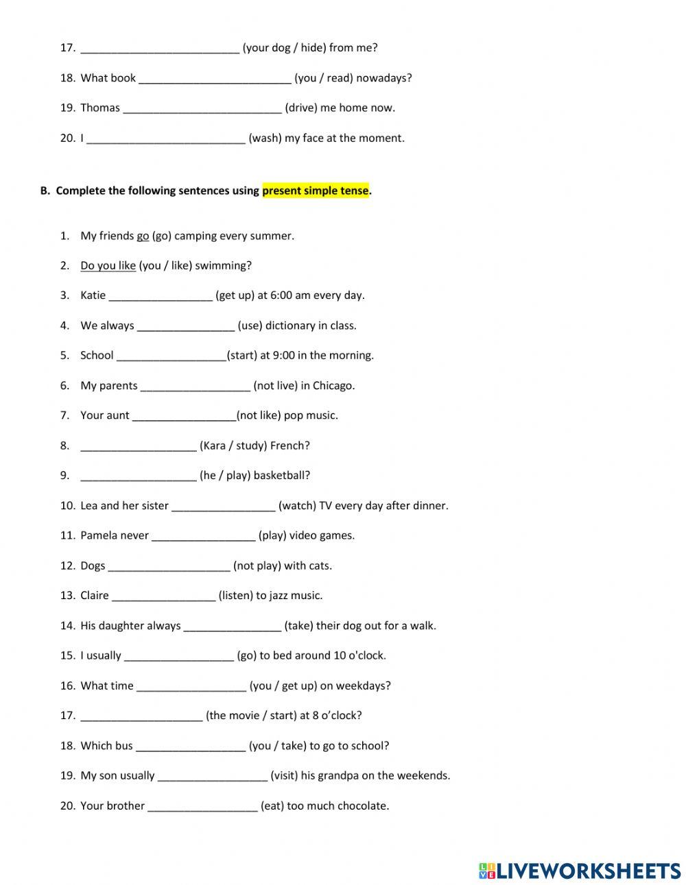 Present Simple and Present Continuous