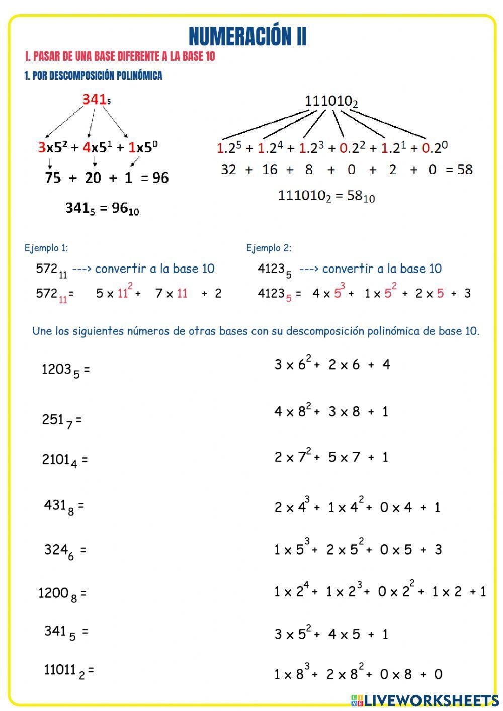 Cambio de base a base 10