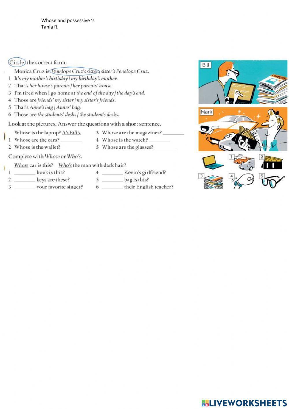 Whose and possessive 's