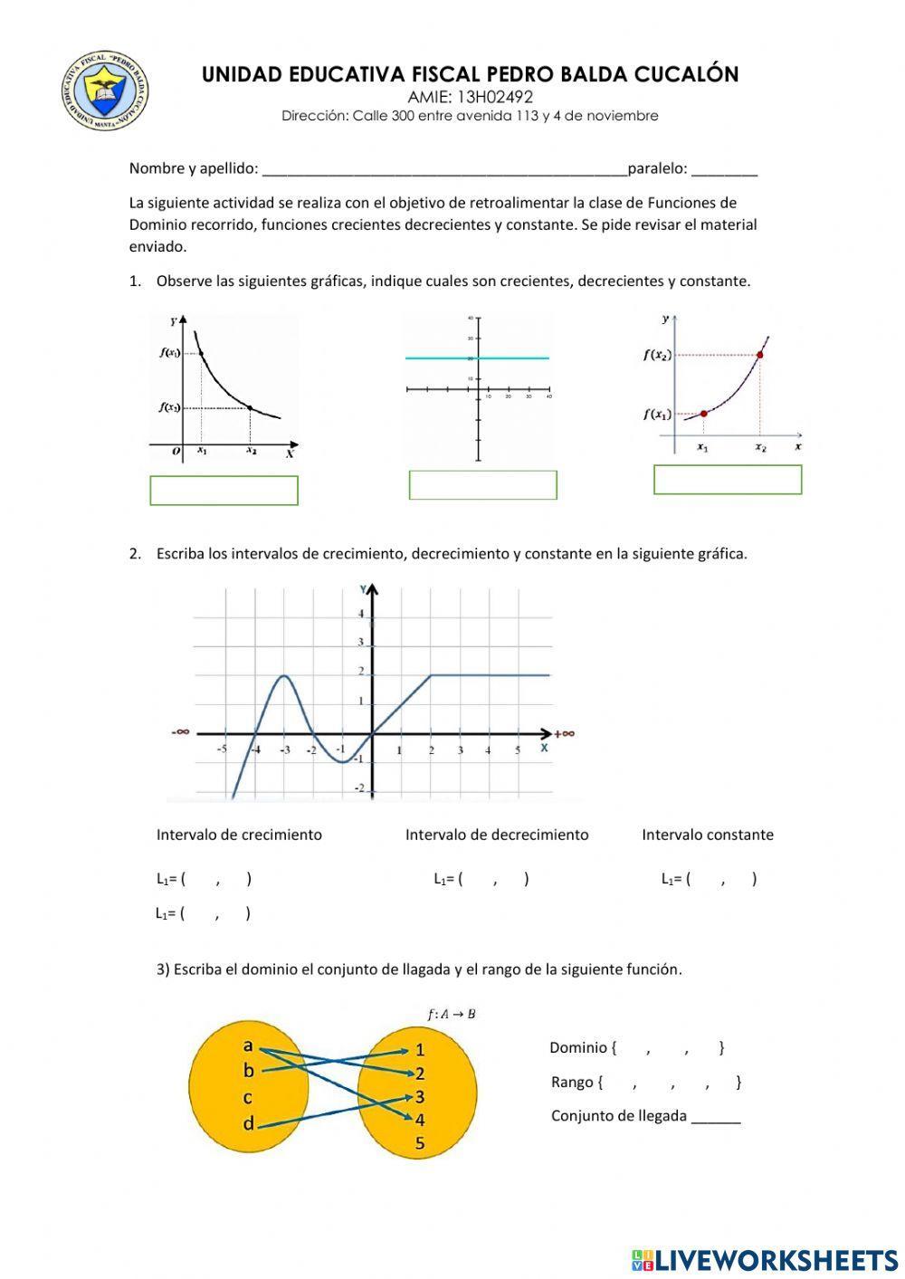 Función creciente, decreciente y constante