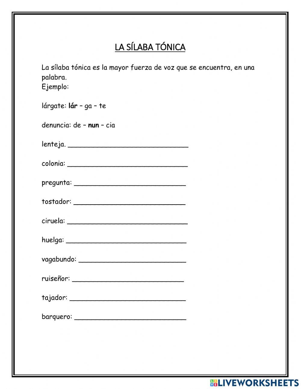 Separación de silabas