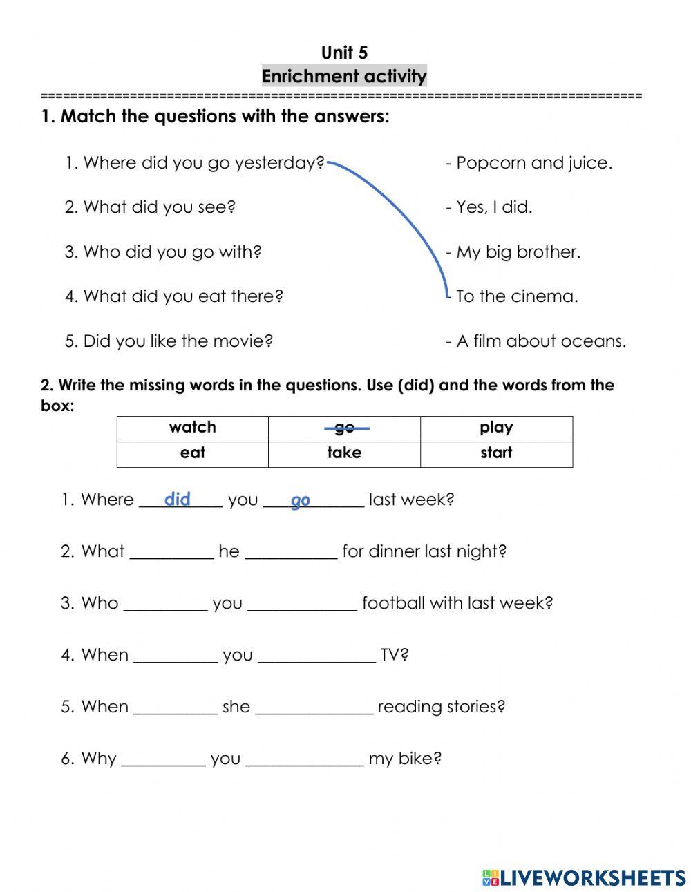 Past simple questions