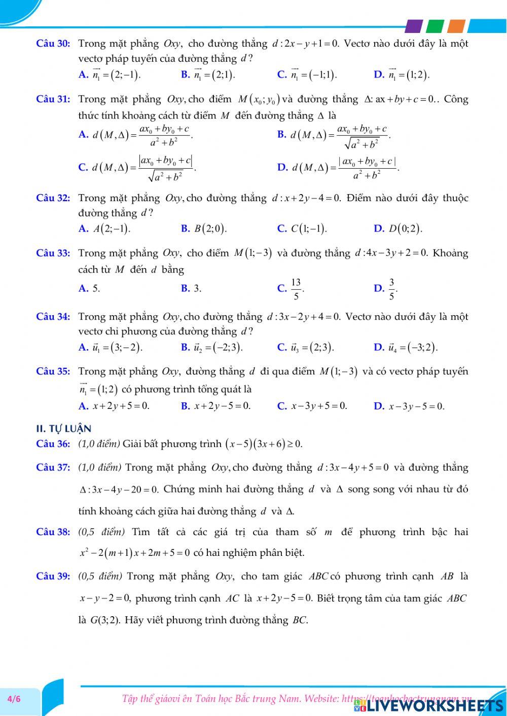 Toán 10-Kiểm tra GK2-THPT Bình Dương, Bình Định-2021