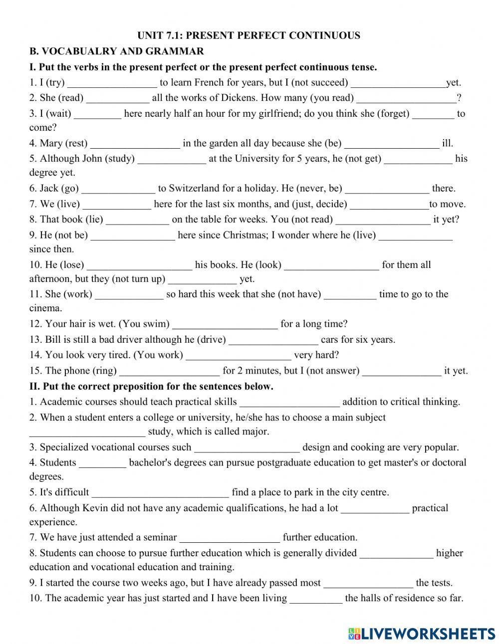 Y11 Unit 7.1 - số 1