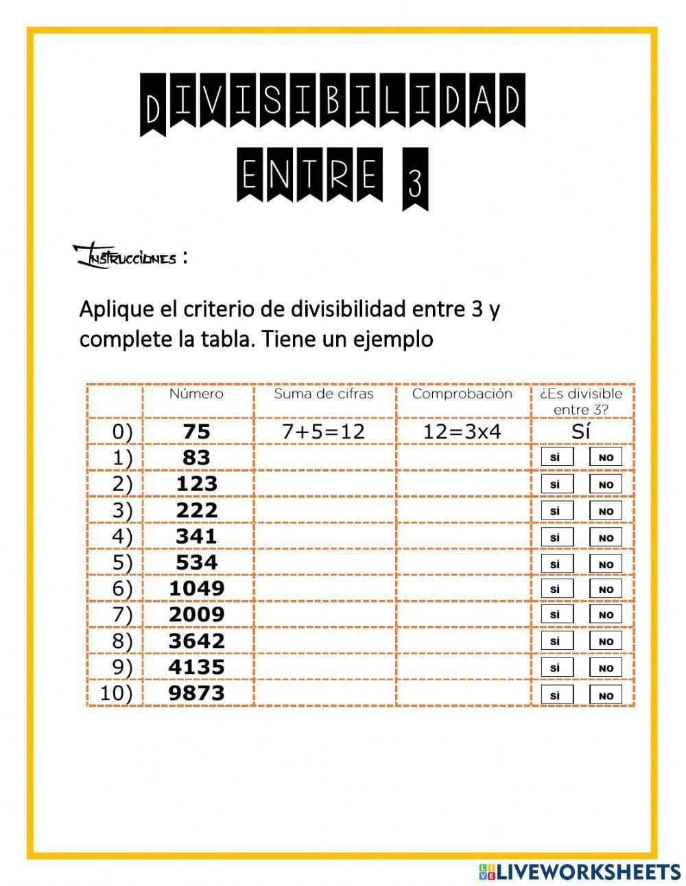 Divisibilidad entre 3