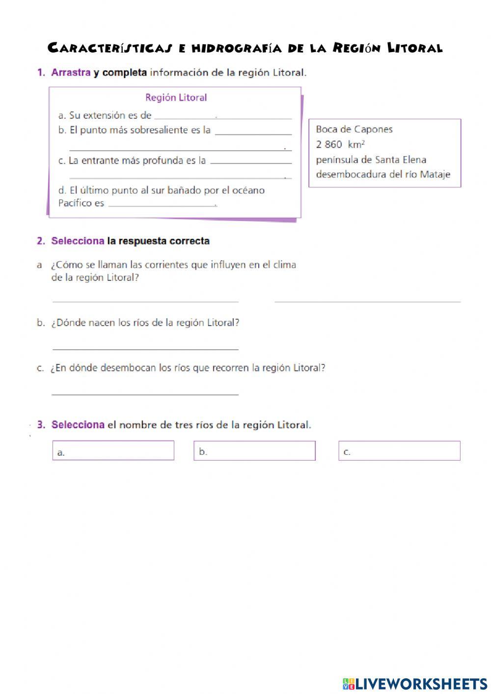 Características e hidrografía del la costa