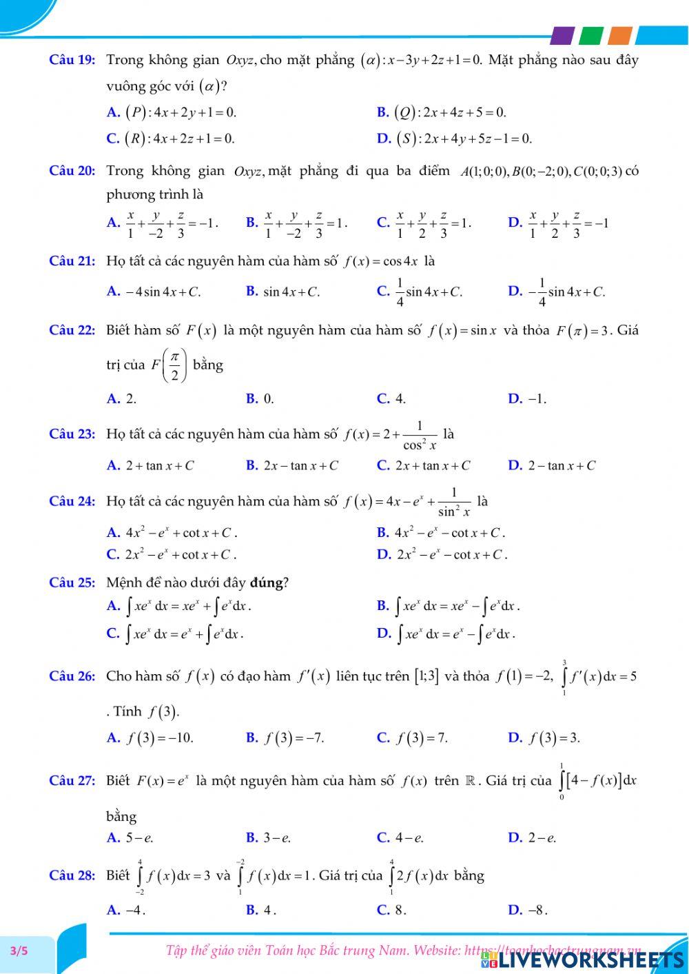 Toán 12-Kiểm tra GK2-THPT Ngũ Hành Sơn, Đà Nẵng-2021