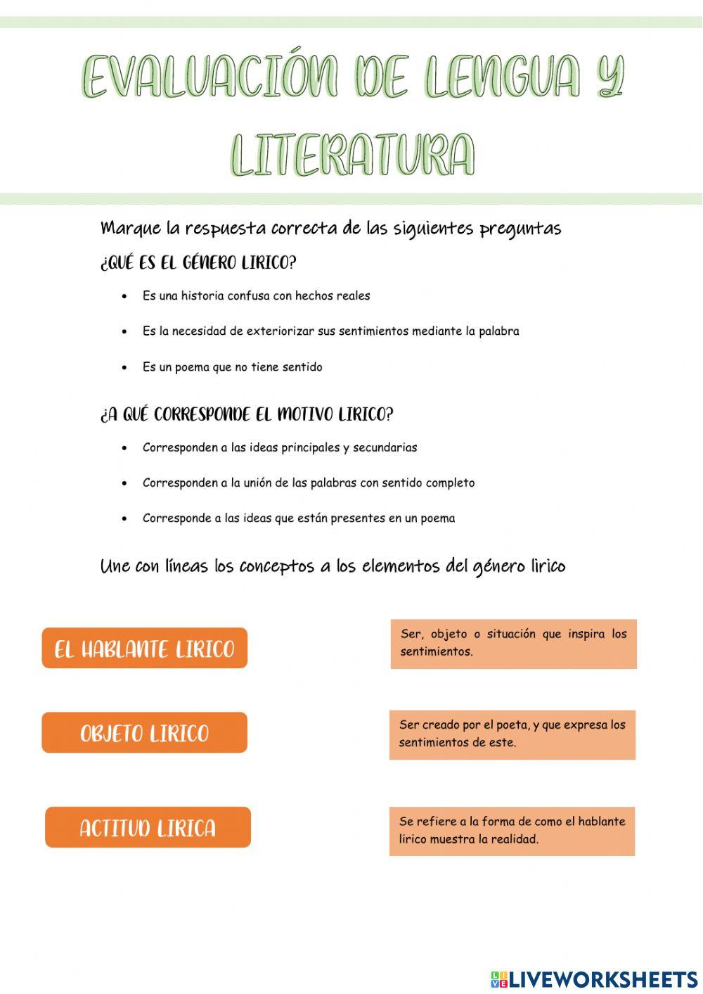 Evaluación Lengua y literatura