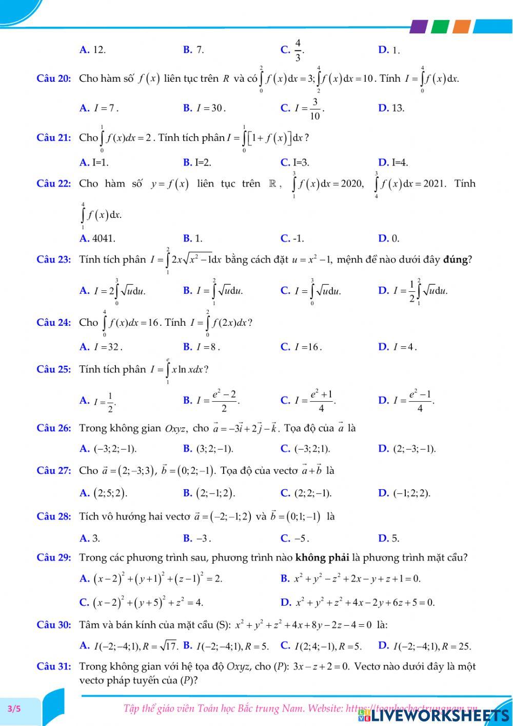 Toán 12-Kiểm tra GK2-THPT Bình Dương, Bình Định-2021
