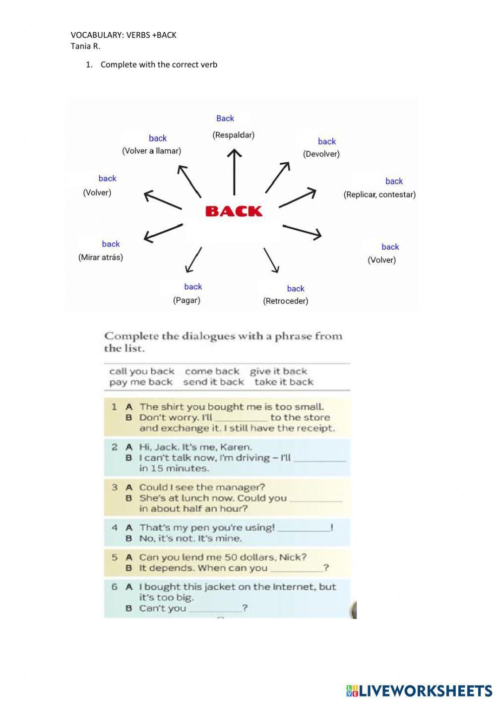 Verbs with back