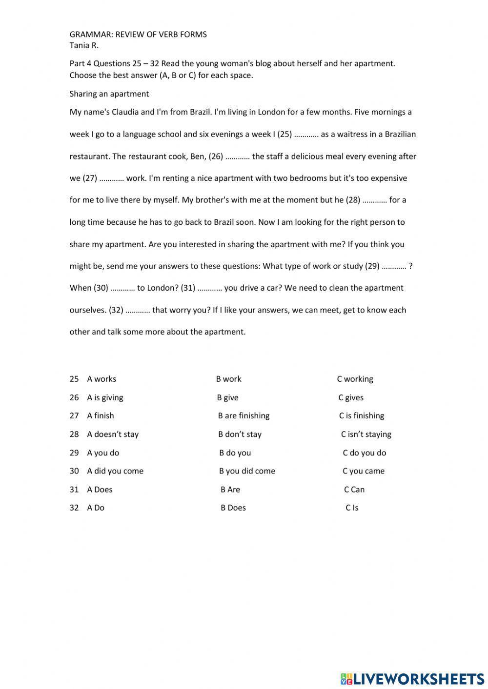 Review of verb tenses