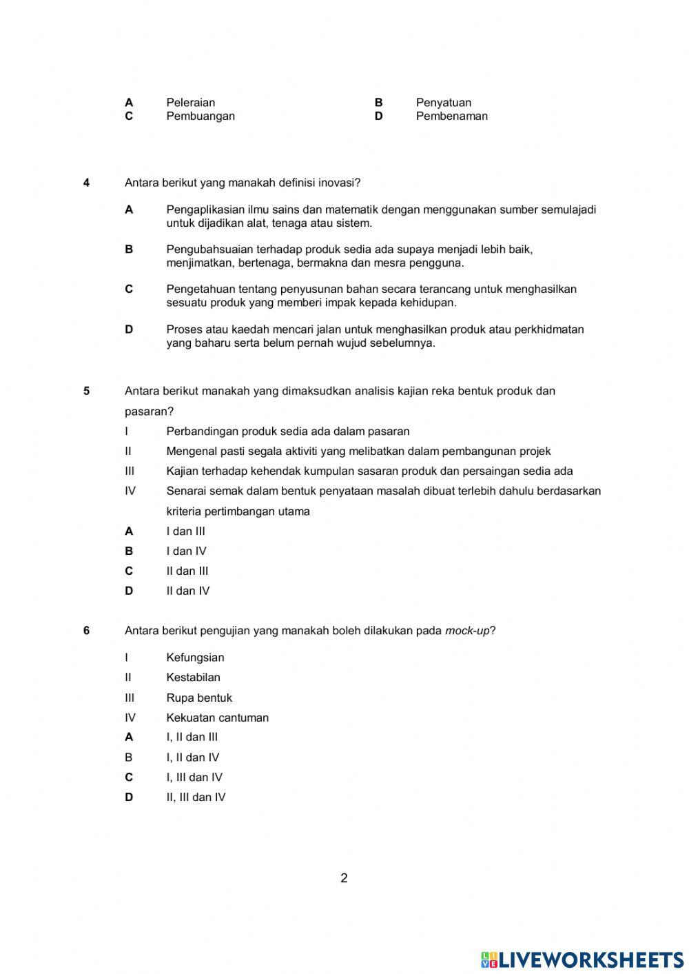 Ujian PentakSiran RBT Tingkatan 1