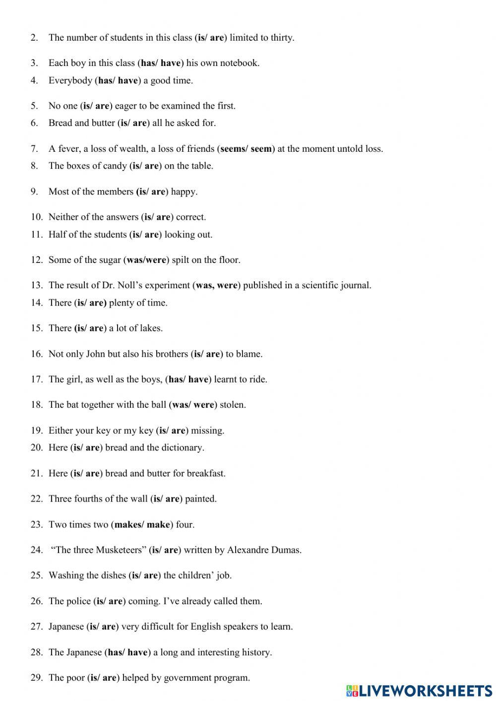 English 9 Subject and Verb Agreement