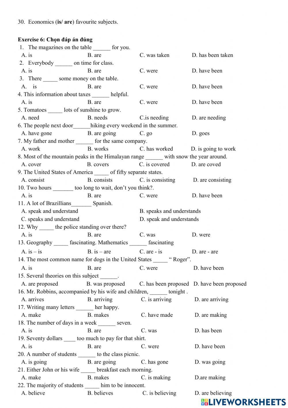 English 9 Subject and Verb Agreement