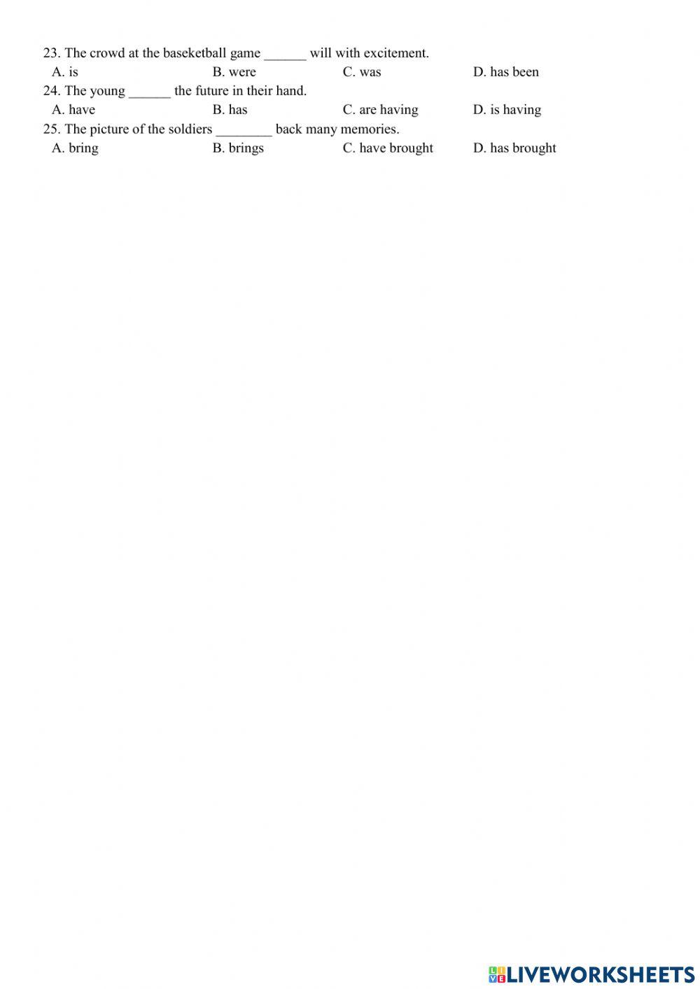 English 9 Subject and Verb Agreement