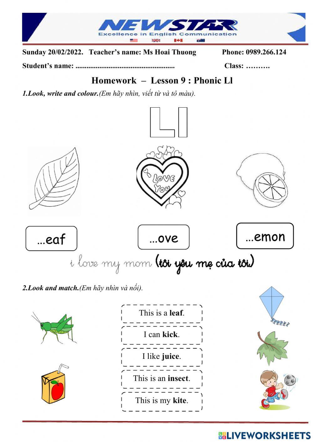 HW I love my mom. G1