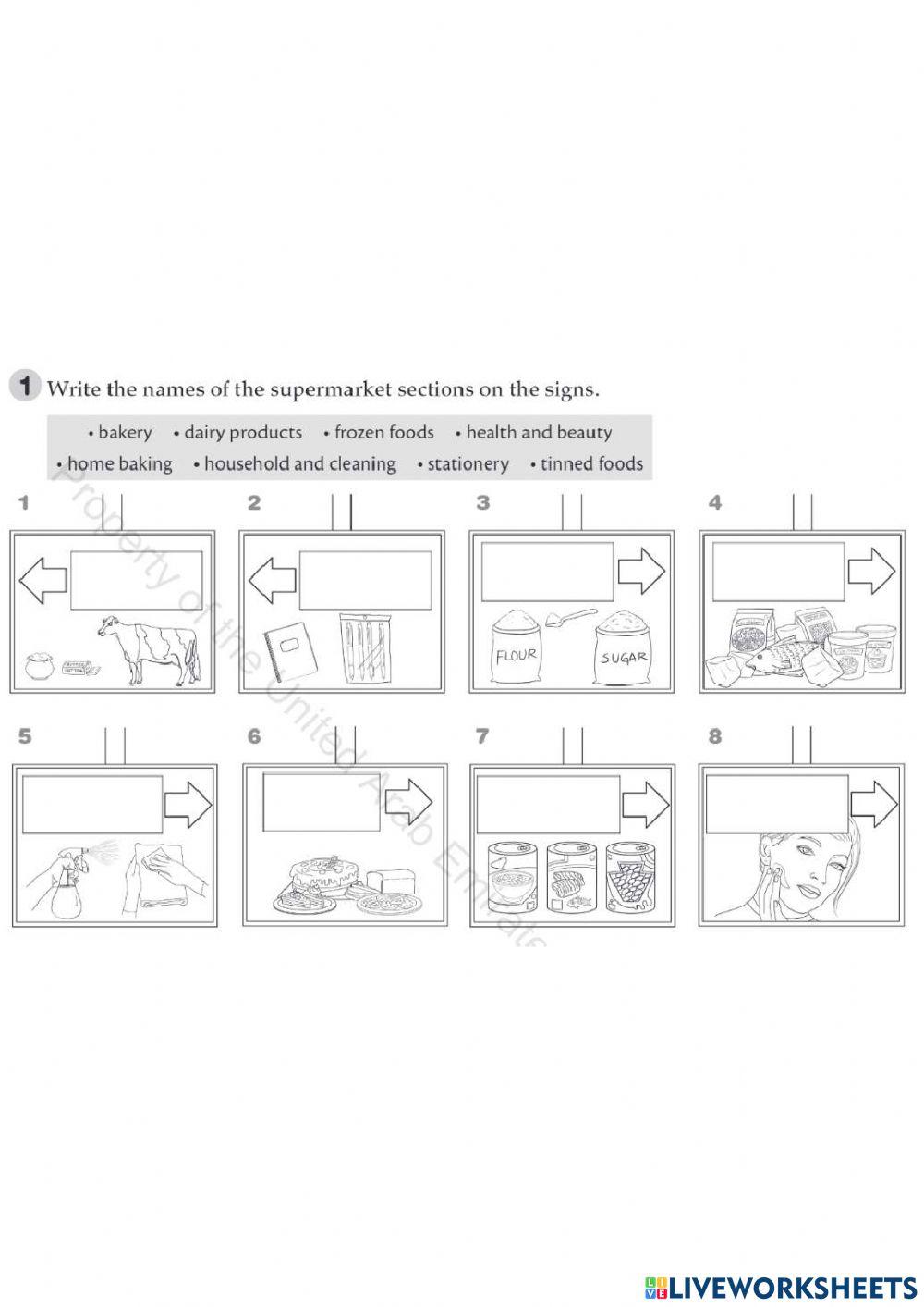 Supermarket sections