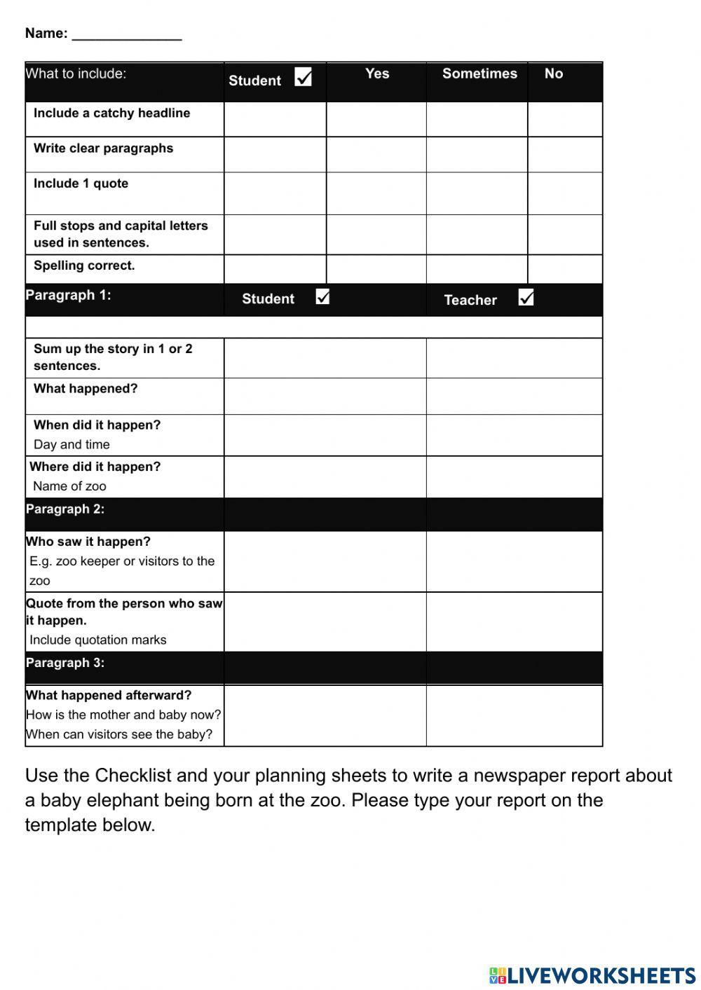 News Paper Report Worksheet Live Worksheets news-paper-report-worksheet-live-worksheets