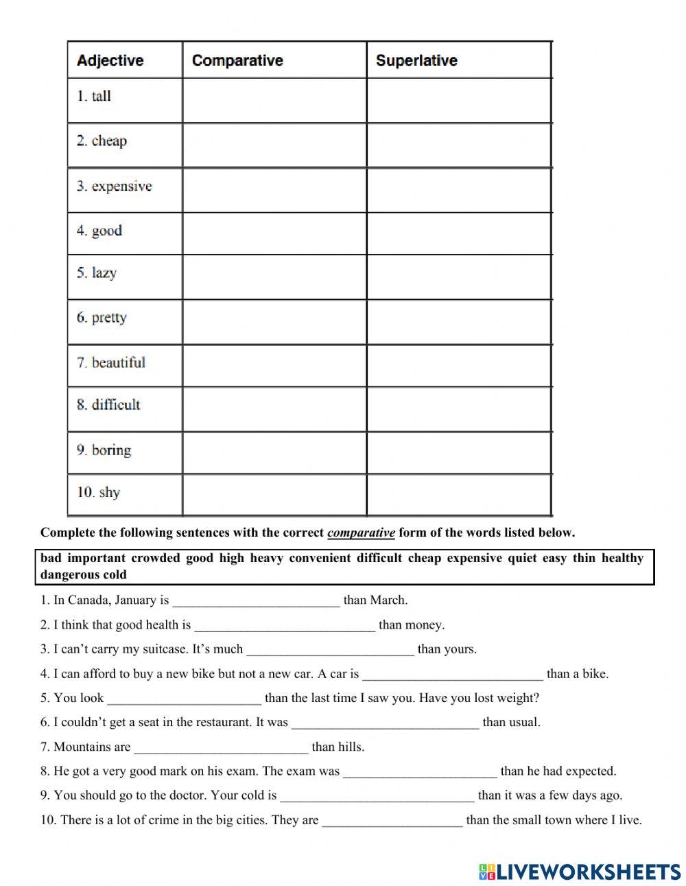 Comparison of adjectives