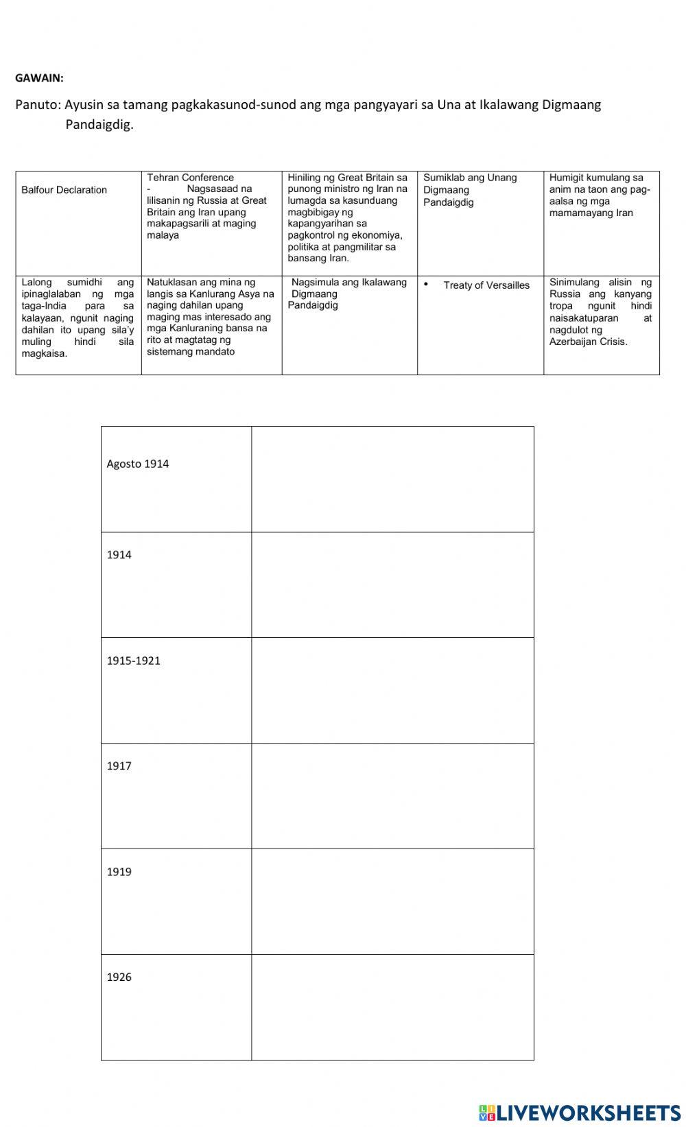 Araling Panlipunan: Dalawang Digmaang Pandaigdig