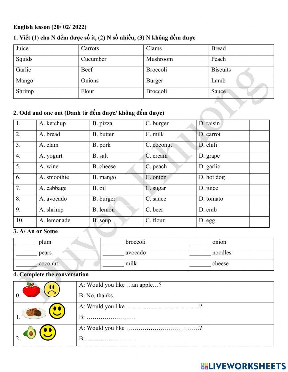Grade 4.2 - Food + A An Some cont.