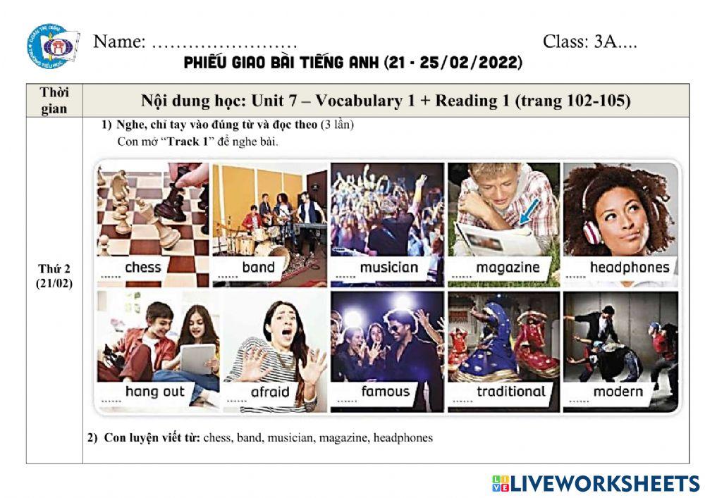 NIK 3 Unit 7 Vocab 1 Reading 1