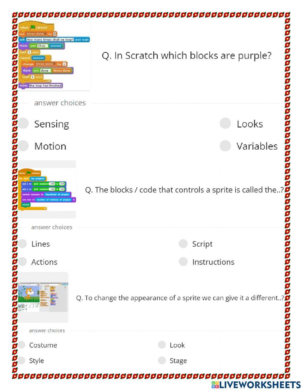 Scratch Programming activity | Live Worksheets
