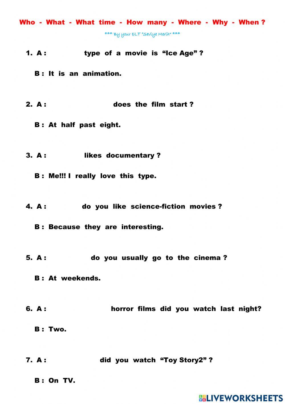 Wh- questions with MOVIES