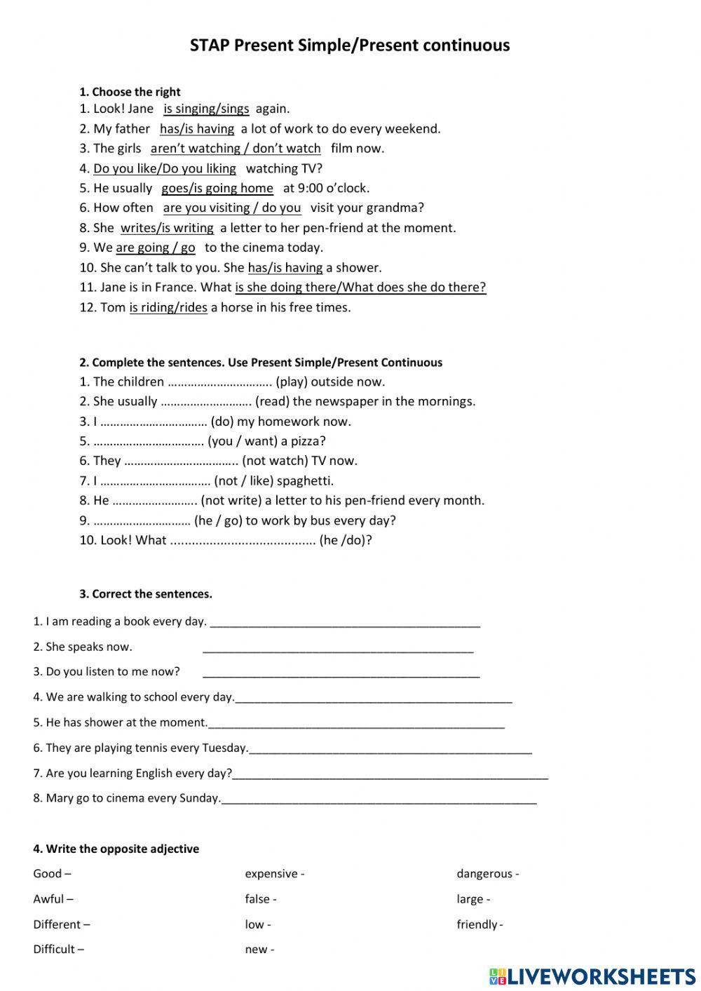 Present simple-continuous