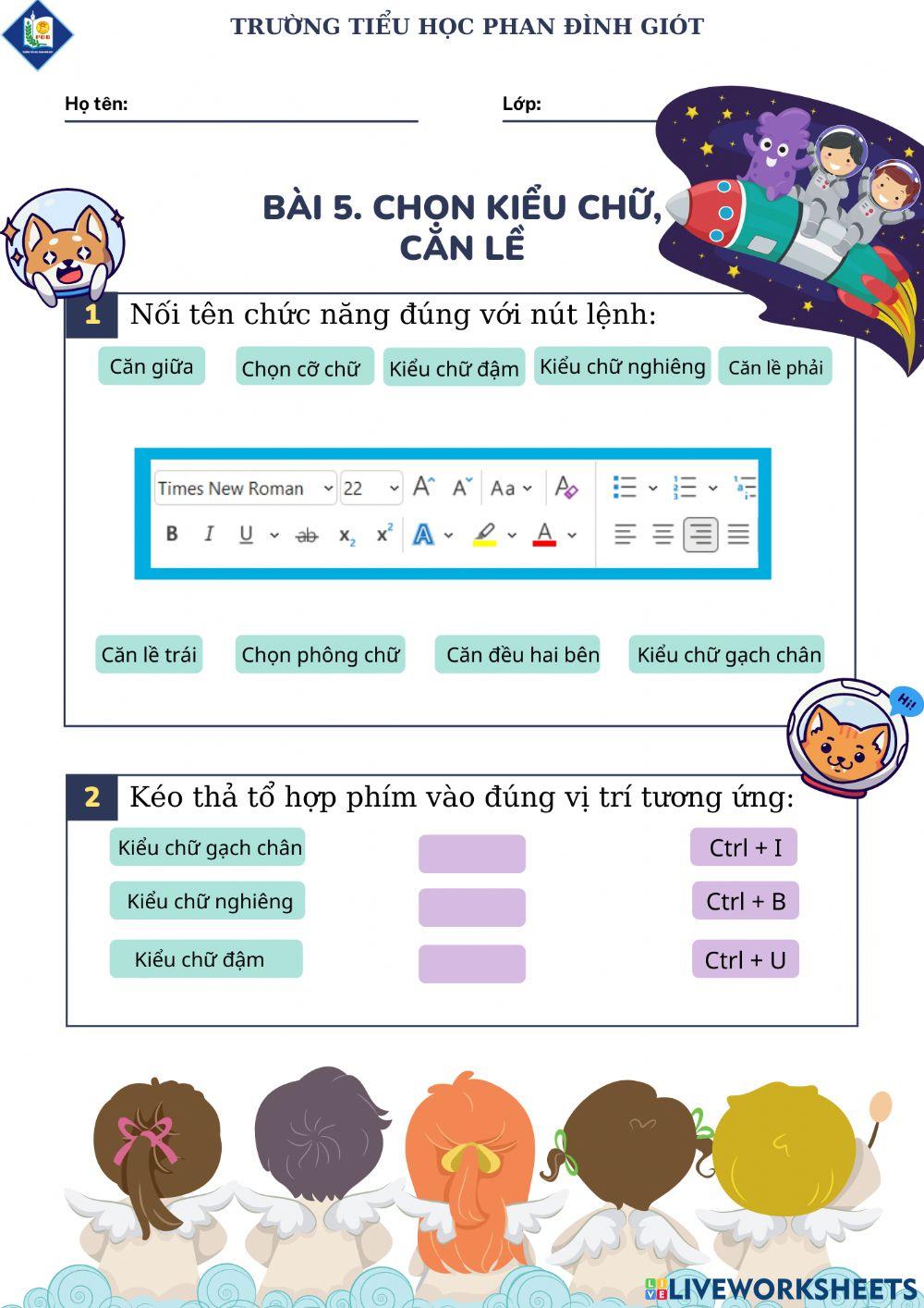 Lớp 3. CĐ 3. Bài 5. Chọn kiểu chữ, căn lề