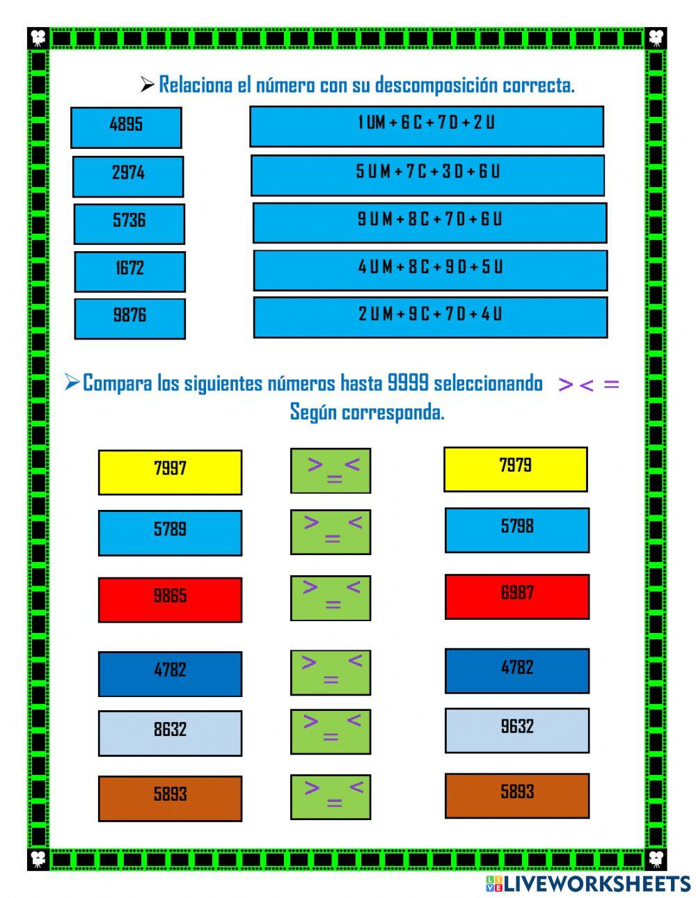 Ejercicios de Descomposición de Números