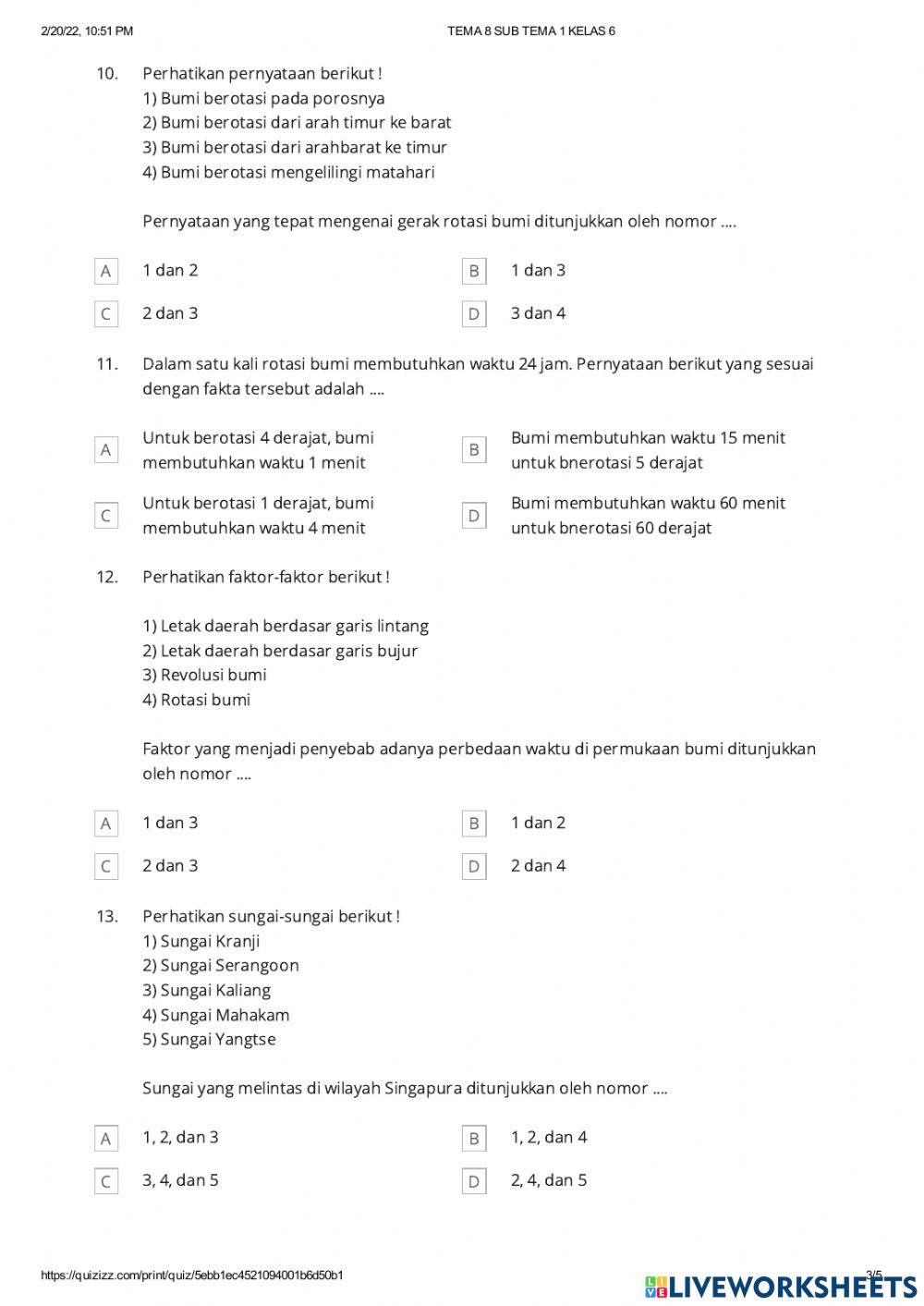 Latihan Soal tema 8 st 1