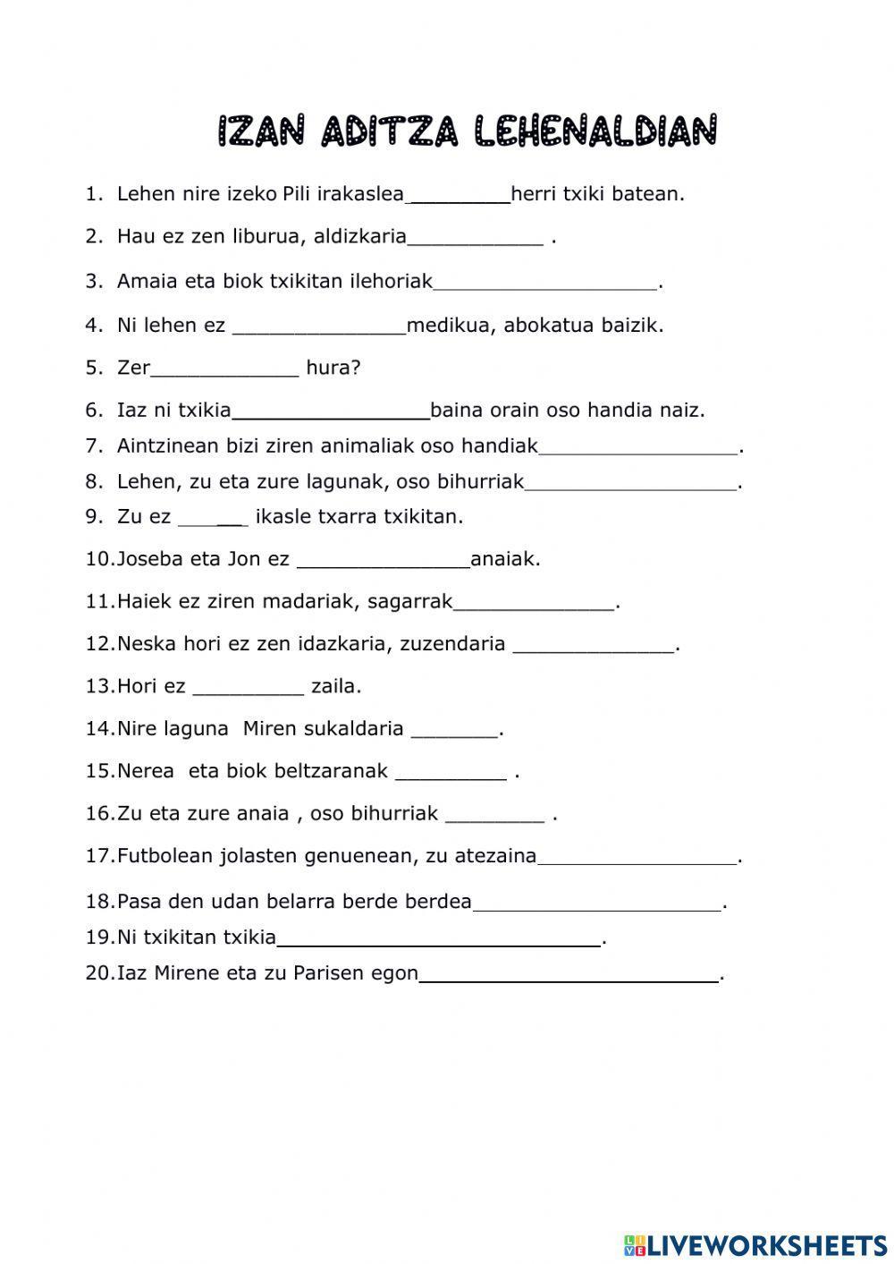 Izan aditza lehenaldian