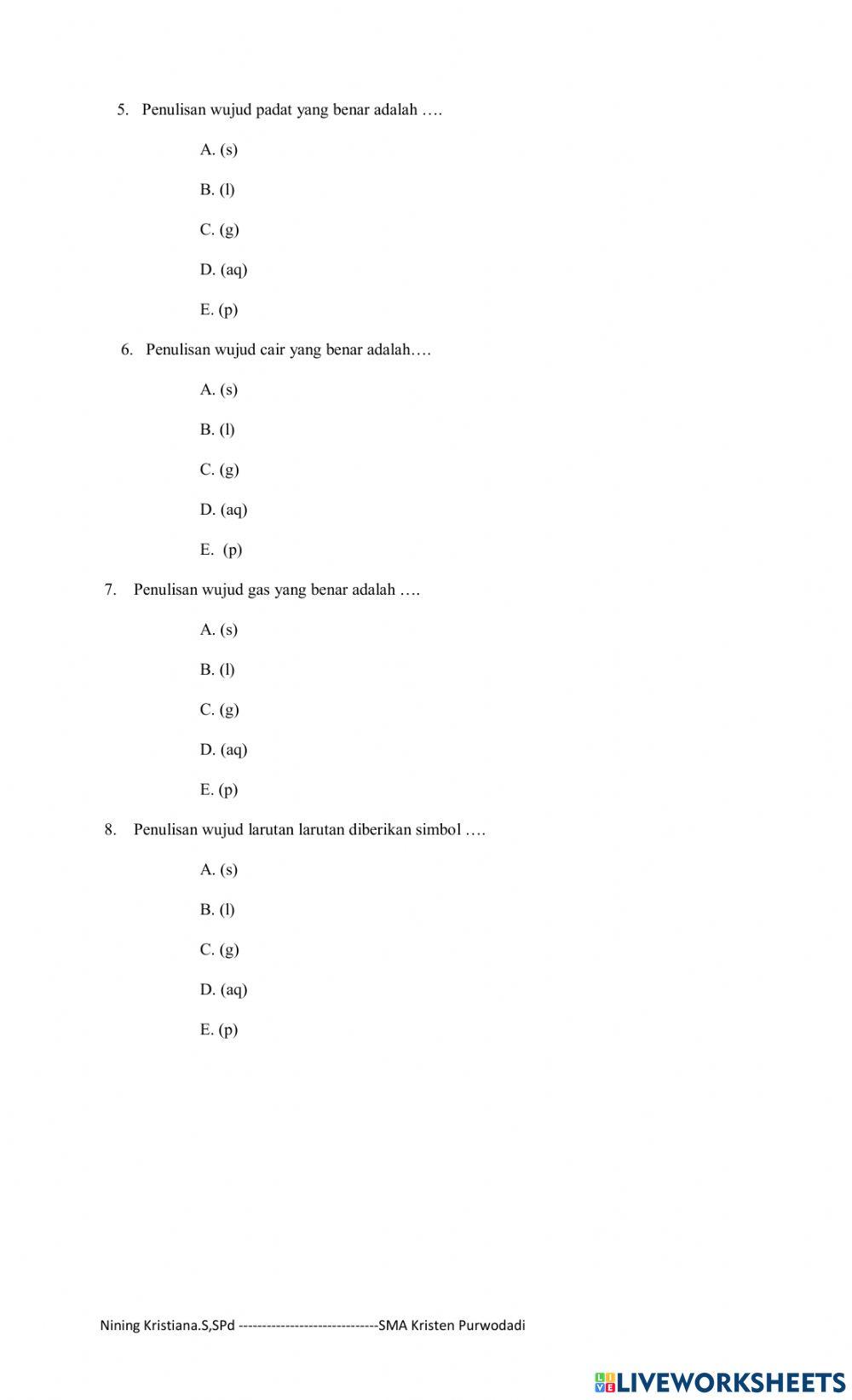 Persamaan reaksi kimia