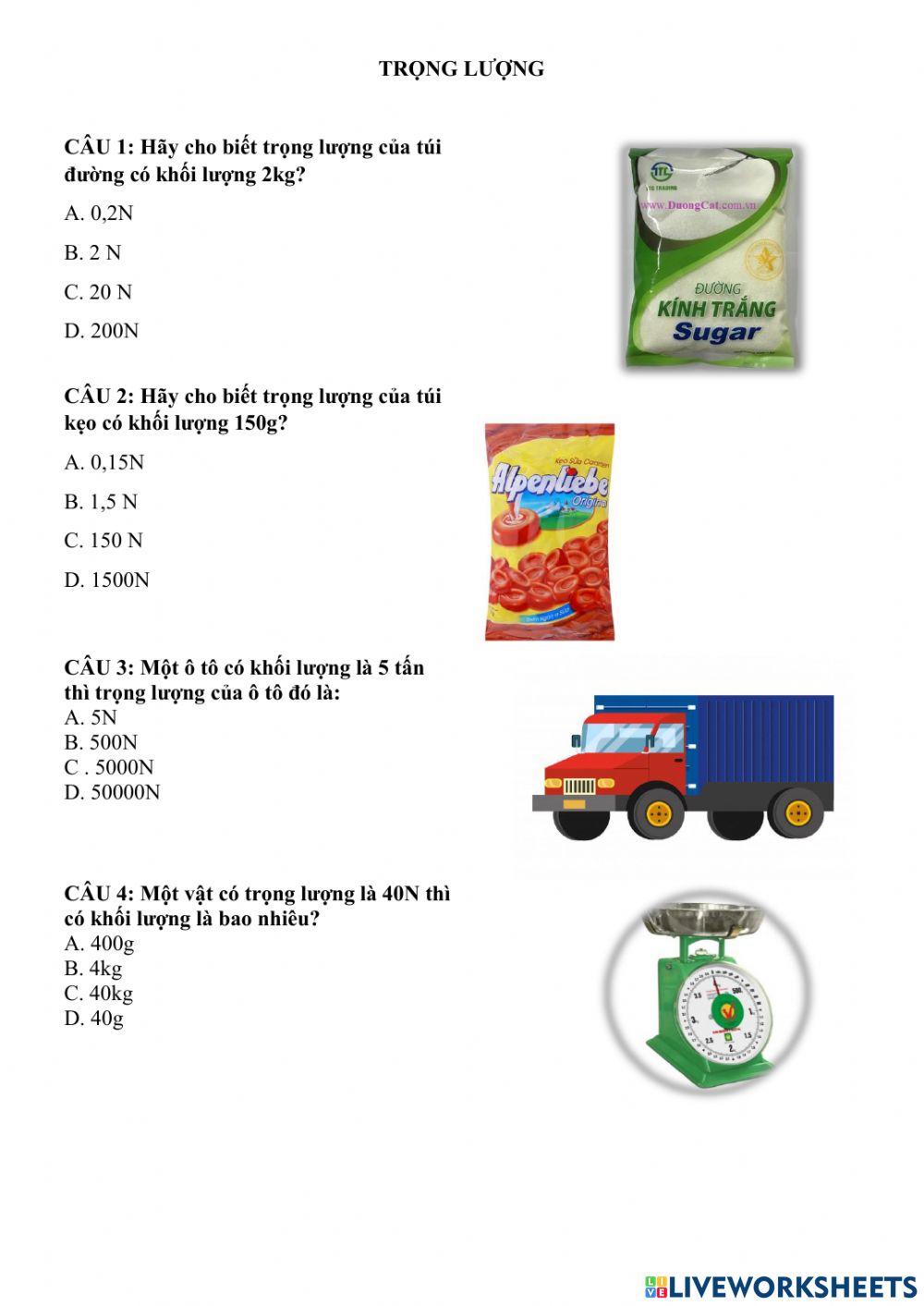 Vận dụng trọng lực trọng lượng