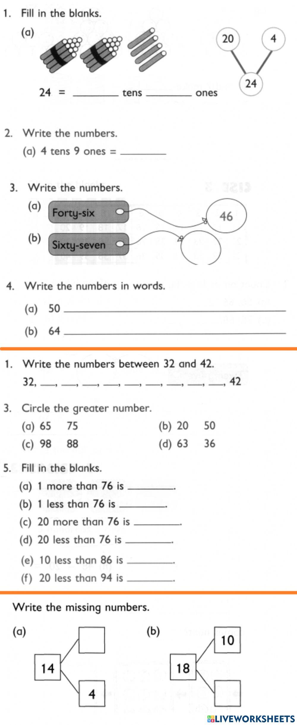 Revision on adition up to 20