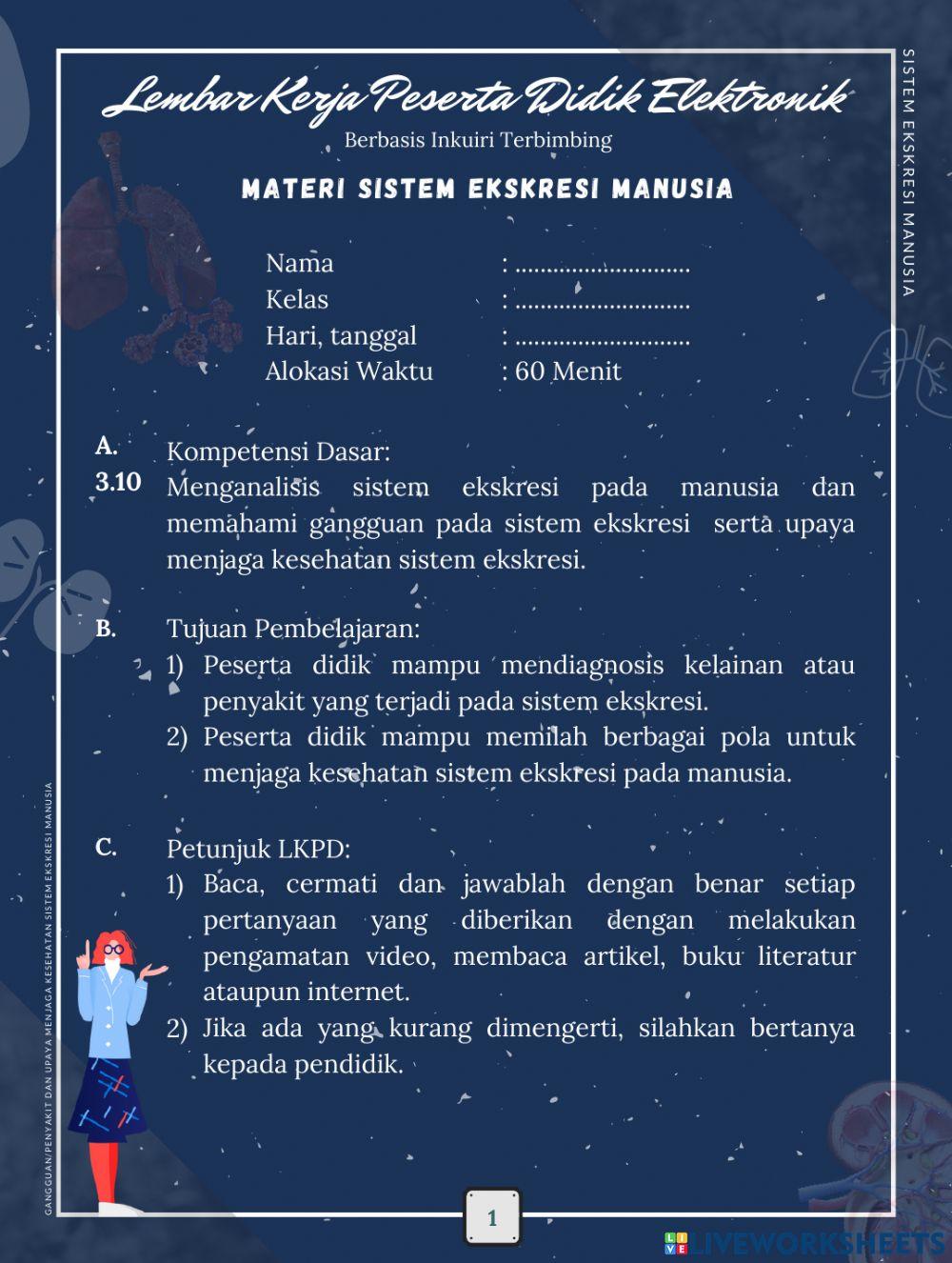 LKPD Elektronik Berbasis Inkuiri Terbimbing Materi Sistem Ekskresi Manusia 2