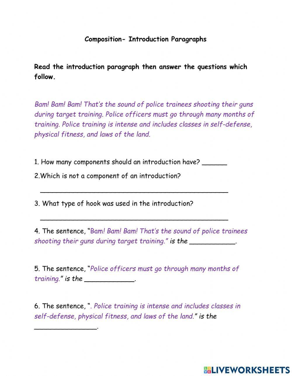 Expository Introduction Paragraph